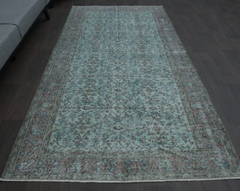 5x9 TURKISH Area RUG, Green Vintage Rug, Oushak Rug, Handmade Home Decor, Area Rug, Heritage Decor, Minimalist Floral Carpet, Wool Rugs
