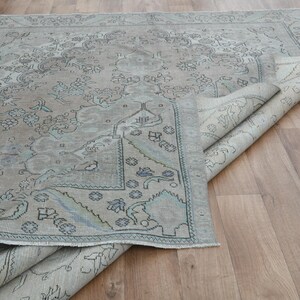 8x10.3 ft, EARTH TONE RUG, Luxury Rug Wool Vintage Rug, Oushak Traditional Oriental Rugs, Natural Distressed 8x10, Brown Beige Rug, Floral image 6