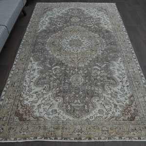 6x10 ft, TURKISH VINTAGE RUG, Oushak Rug, Gray Rug, Wool Minimalist Area Rug, Heritage Decor, Area Rug, Oversize Carpet, Farmhouse Decor