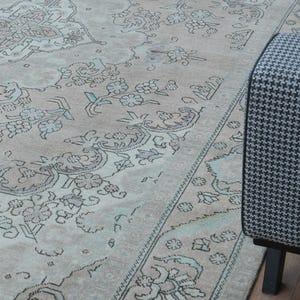 8x10.3 ft, EARTH TONE RUG, Luxury Rug Wool Vintage Rug, Oushak Traditional Oriental Rugs, Natural Distressed 8x10, Brown Beige Rug, Floral image 8