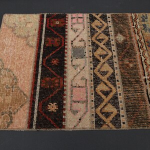 2x7&#39;8 ft, VINTAGE TURKISH RUG, Orange Brown Pink, Patchwork Wool Runner, Oushak Runner, Decor Rug, Entryway Runner, Minimalist Runner Rug