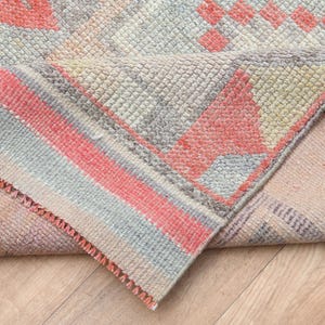 3x11.4 ft, PINK VINTAGE RUG, Herki Runnerr Rug, Turkish Runner, Stair Runner, Beige Pink Rug Runner, Home Decor, Runner, Unique Runner Rug