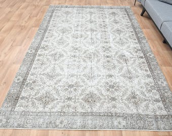 5'9x9'6 ft, TURKISH BEIGE RUG, Handmade Rug, Distressed Rug, Oushak Rug, Farmhouse Rug, Hallway Rug, Area Rug Dining Room, Carpet, Etsy Rug