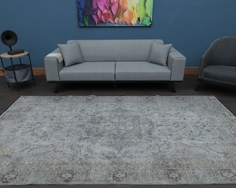6x10 TURKISH VINTAGE Oushak Rug, Handmade Beige Faded Carpet, Area Rug, Oversized Large Rug, Floral Carpet, Farmhouse Decor, Home Gift