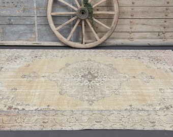 6.5x9.5 TURKISH NEUTRAL RUG, Faded Rug, Minimalist Rug, Vintage Rug, Area Rug, Handmade, Oversized Area Rug, Living Room Rug, Flooring, Rugs
