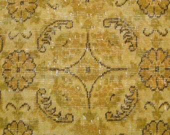 7x10 MINIMALIST TURKISH RUG, Yellow, Colorful Area Rug, Oushak Rug, Living Room Rug, Turkey Rug, Wool Rug, Home Decor, Vintage Rug, Carpets