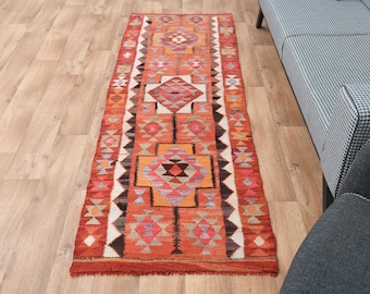 199cm×33cm キリムラグ　ランナーラグ　ウール　コットン　ネイティブ柄 199cm×33cm キリムラグ ランナーラグ ウール コットン ネイティブ柄