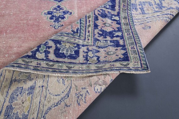 52×141 \"幸せの青い鳥\" ViNTAGE TURKiSH RUG Vintage Turkish Rug in Blue with Geometric Paisley Patterns