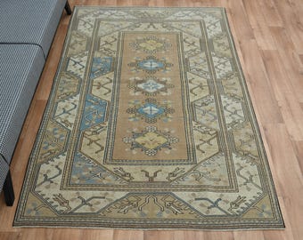 5'1x7'5 ft, TURKISH AREA RUG, Distressed Area Rug, Milas Vintage Oushak Rug, Wool Turkish Rug, Area Rug 5x8, Oversized Rug, Oriental Rug