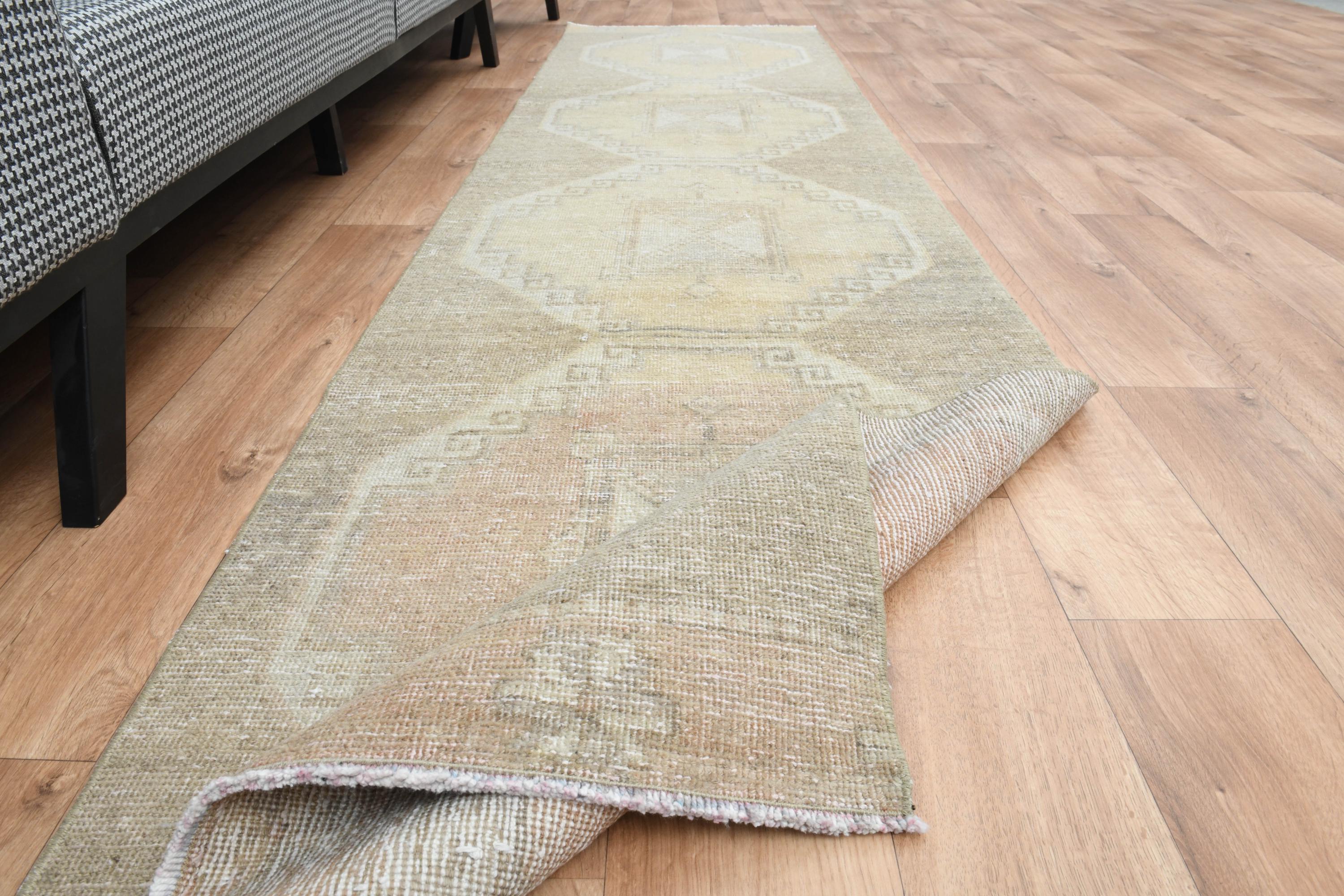 2.6x10.7フィート、トルコ製ヴィンテージランナー、オレンジブラウン