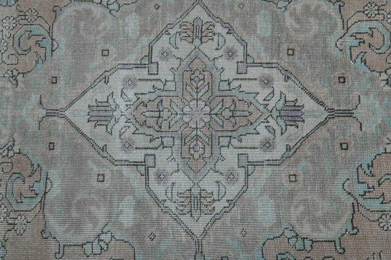 8x10.3 ft, EARTH TONE RUG, Luxury Rug Wool Vintage Rug, Oushak Traditional Oriental Rugs, Natural Distressed 8x10, Brown Beige Rug, Floral image 5
