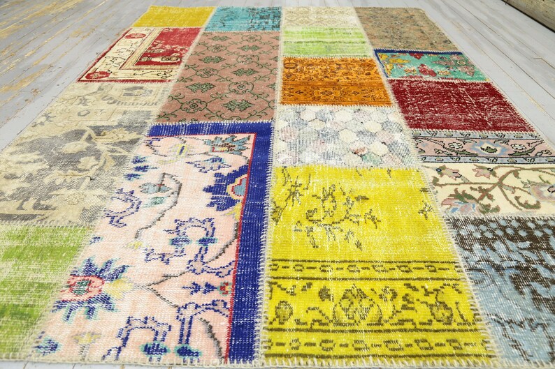 5.4x7.5 TURKISH PATCHWORK Rug Vintage Rug Oushak Rug Turkey Etsy