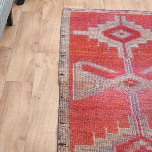 2&#39;7x8&#39;9 ft, Herki Runner Rug, Wool Colorful Runner Rug, Vintage Runner, Geometric Handwoven Runner Rug, Modern Runner Rug, Pink Beige Rug