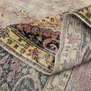 10x13 Rug, Turkish Vintage Rug, Luxury Decor Rug, Pink Yellow Rug, Oushak Wool Rug, Home Decor, Boho Chic Faded Natural Luxury 9'9x13'3 ft