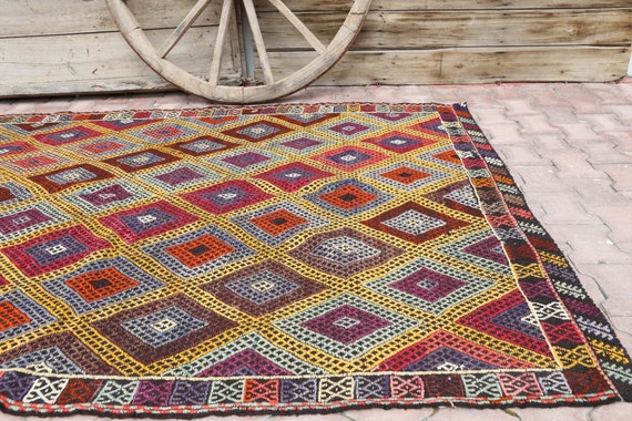 キリム ラグ ビンテージ ハンドメイド トルコ産