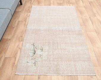 3.4x6.5 Turkish Runner, Small Pink Runner Boho Chic Vintage runner rug, Oushak runner rugs, Hallway rug, Runners Decor