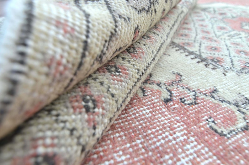 4x7 TURKISH Rug Faded Pink Vintage Oushak Wool Area Rug Home Etsy