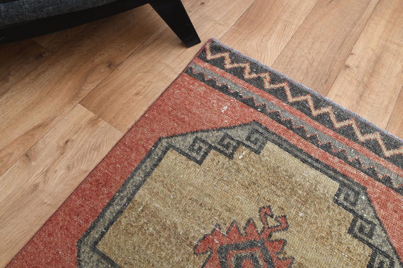 2'6x13'5 Ft, Coral Runner Rug, Wool Jute Accent Rug, Vintage Runner