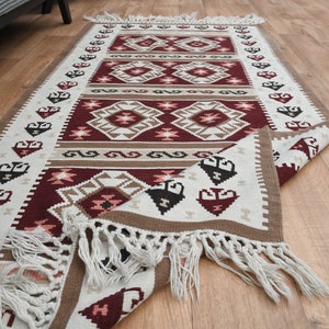 3&#39;1x6&#39;3 DECOR, PINK BROWN, Kilim Turkish Rug, Turkish Vintage Kilim Rug, Hallway Oushak Rug, Decor Kilim Rug, Vintage Kilim Rug, Turkey Rug