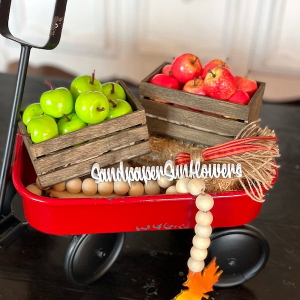 APPLE CRATE ONLY / Mini Faux Apple Crate / Fake Apples with Mini Crate/ Fall Tiered Tray Apple Decor