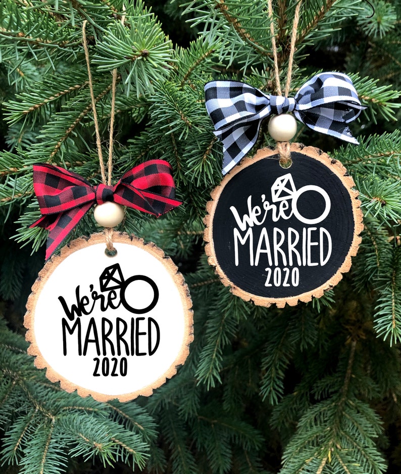 We're Married Ornament First Christmas Together Wood Etsy