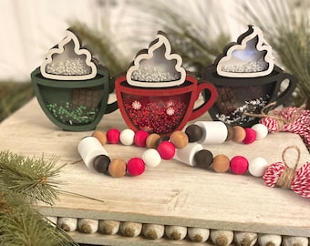 HOT COCOA SHAKER Sign/ Hot Cocoa Themed Decor / Wood Signs Shaker with Beads and Sprinkles / Accent Decor / Christmas or Winter Tray