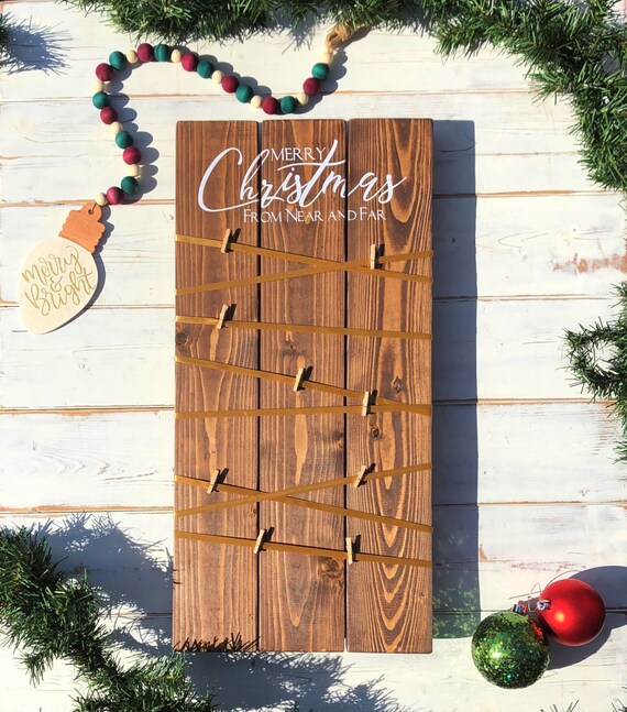 Rustic Christmas Card Holder Merry Christmas Rustic Farmhouse Card Sign Christmas Card Holder Merry Mail Sign Farmhouse Christmas Decor