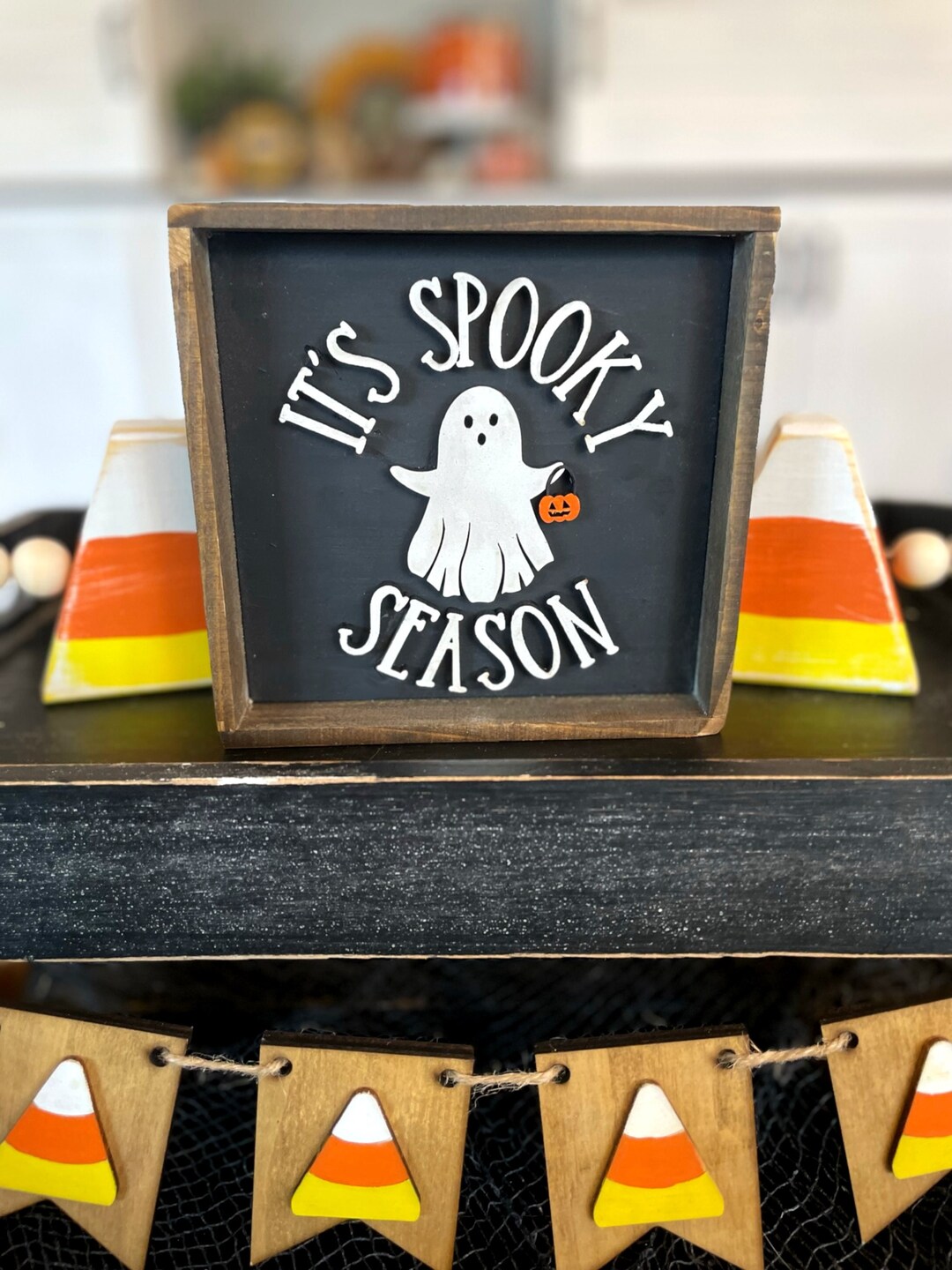 Sign it's Spooky Season Ghost and Candy Bucket Sign/ Fall Halloween