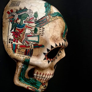 HECHO A PEDIDO. Máscara azteca. Máscara del Día de los Muertos. Arte del Día de Muertos. Máscara de carnaval. Calavera.