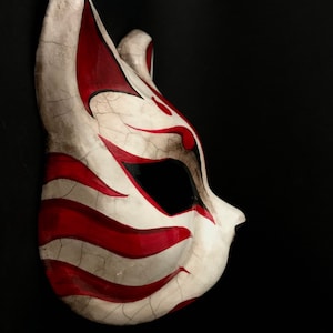 Made to order. Kitsune mask. Japanese mask. Fox mask. Japanese cat mask. Masquerade mask. image 6