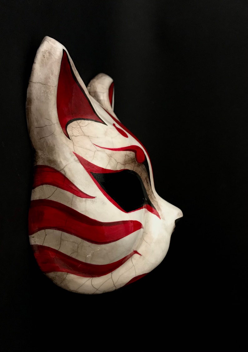 Made to order. Kitsune mask. Japanese mask. Fox mask. Japanese cat mask. Masquerade mask. image 6