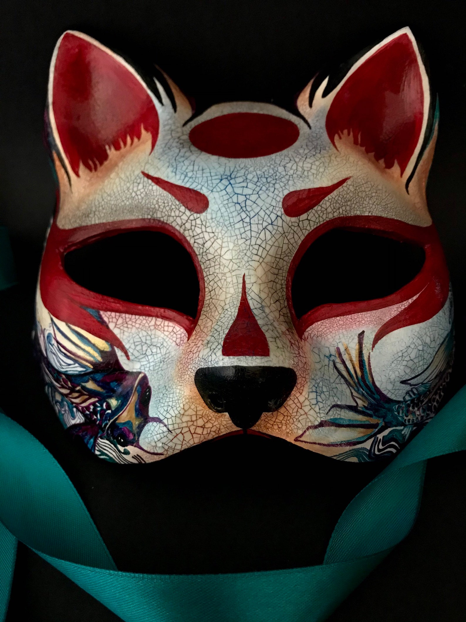 HECHO A PEDIDO. Máscara kitsune. Máscara de zorro japonés. Etsy México