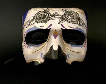 Made to order - Half face Day of the dead mask for men.Masquerade mask for men. Masquerade mask.