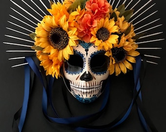 MADE TO ORDER - Catrina Mask with flowers .Day of the dead mask. Calavera Mask. Maschera Dia de Los Muertos.