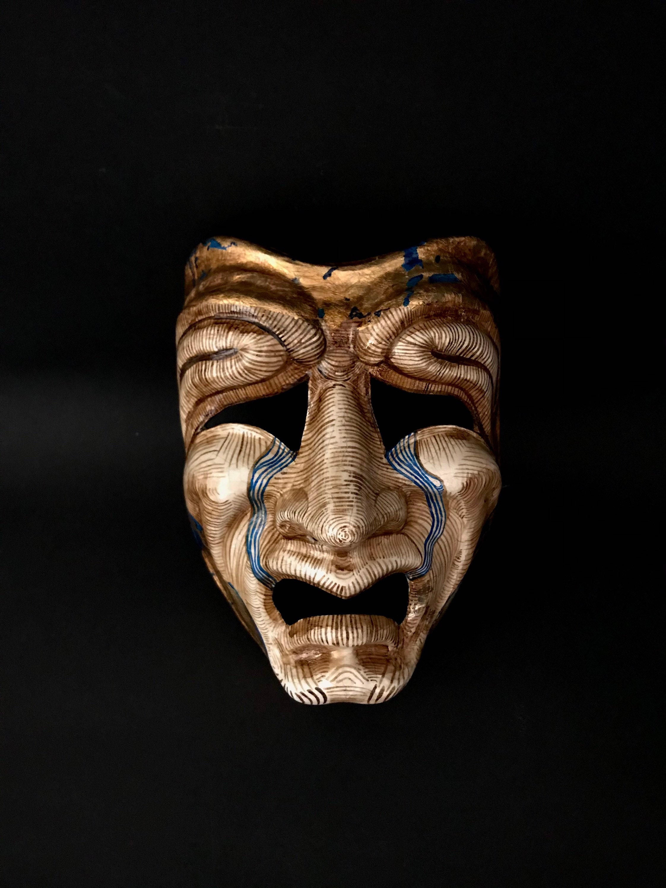 MADE TO ORDER . Tragedy Mask. Carnival Mask. Venetian Style Mask