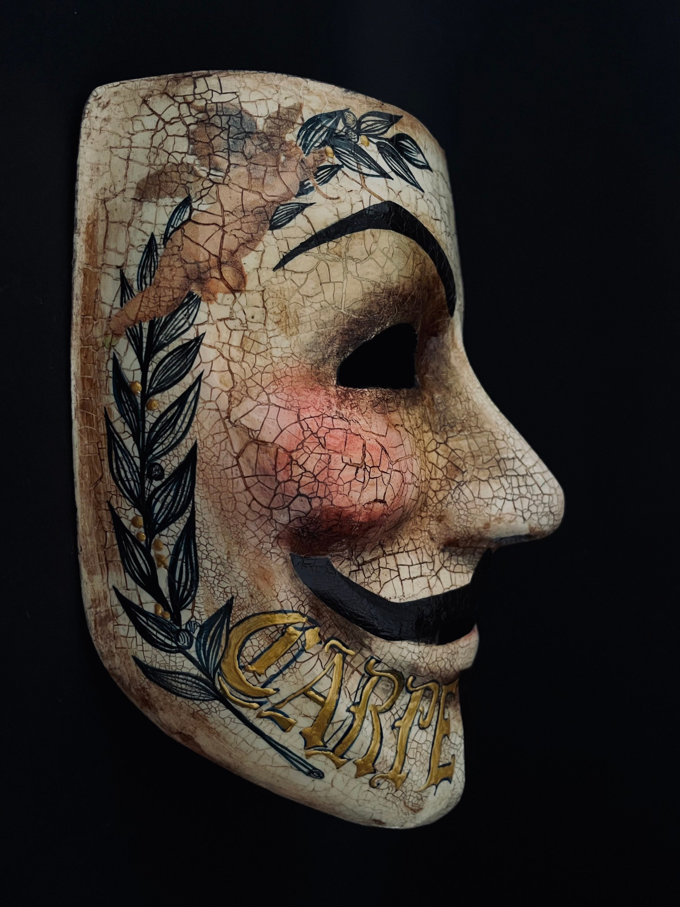 Made to Order. Anonymous Mask with Angels. Carpe Diem Art. Carnival Mask. Masquerade Mask.