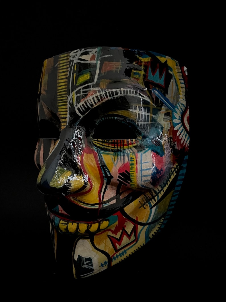 Made to order. Basquiat Anonymous mask. Carnival mask. Masquerade mask. image 3