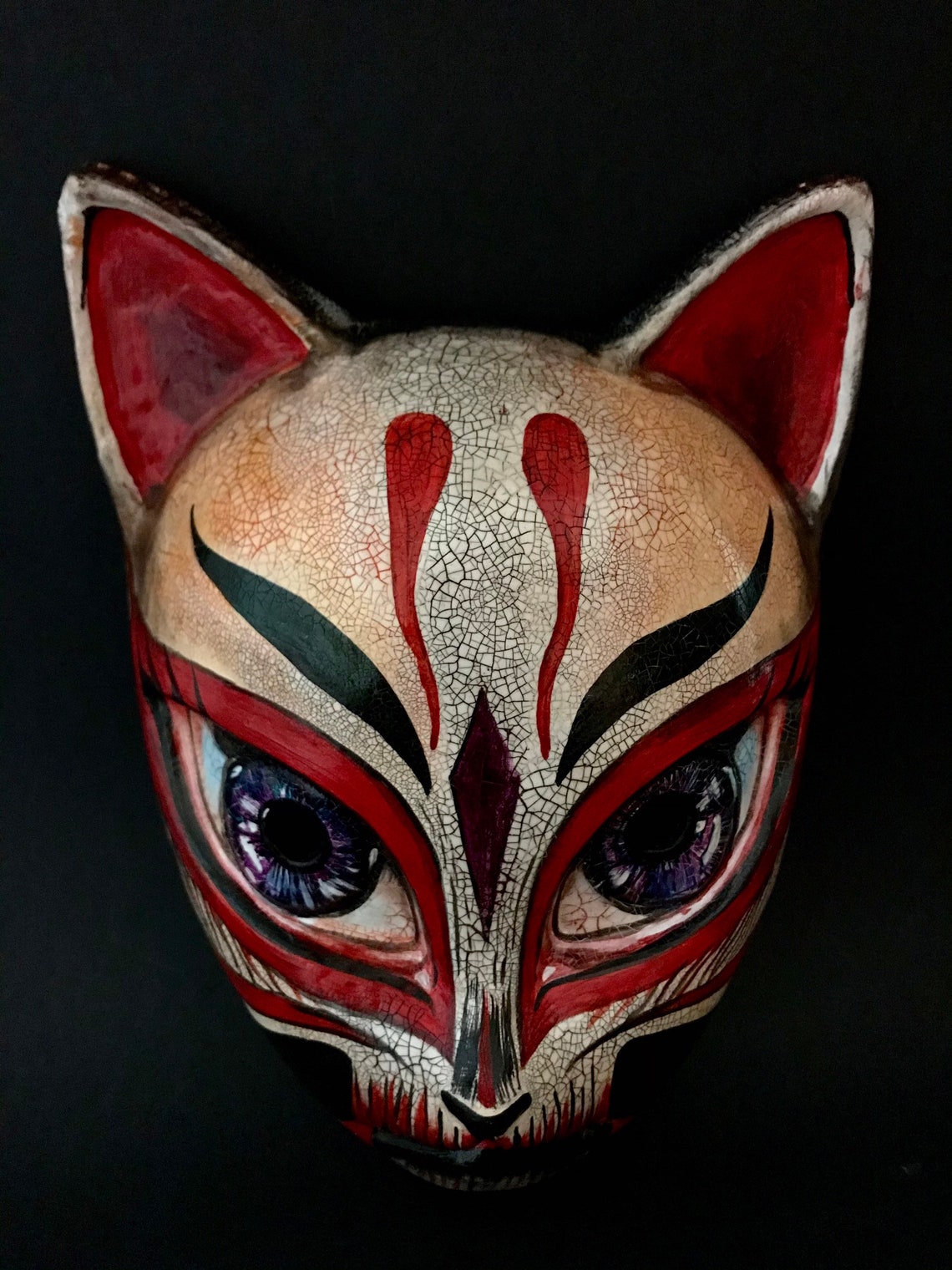 Hecho a la orden. Máscara kitsune. Máscara de zorro japonesa. Etsy
