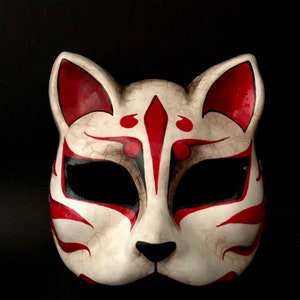 Made to order. Kitsune mask. Japanese mask. Fox mask. Japanese cat mask. Masquerade mask. image 7