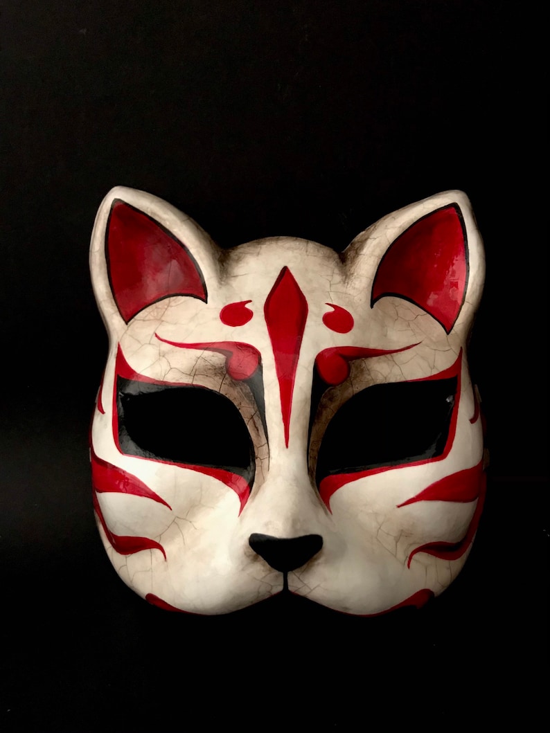 Made to order. Kitsune mask. Japanese mask. Fox mask. Japanese cat mask. Masquerade mask. image 7