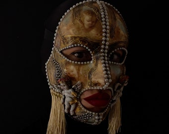 Available. Limited edition mask. Gold mask with angels. Masquerade mask. Luxury mask. Carnival mask.