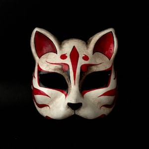 Made to order. Kitsune mask. Japanese mask. Fox mask. Japanese cat mask. Masquerade mask. image 1