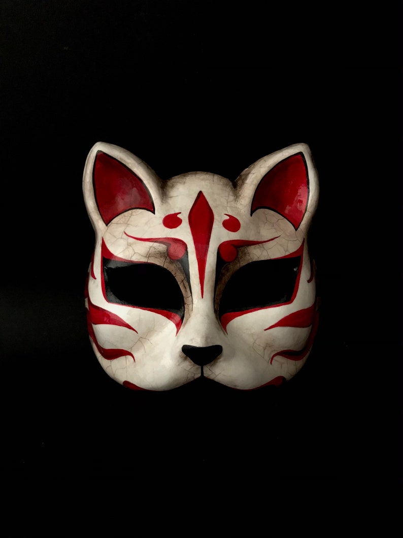 Made to order. Kitsune mask. Japanese mask. Fox mask. Japanese cat mask. Masquerade mask. image 1