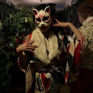 Made to order. Kitsune mask. Japanese mask. Fox mask. Japanese cat mask. Masquerade mask. image 2