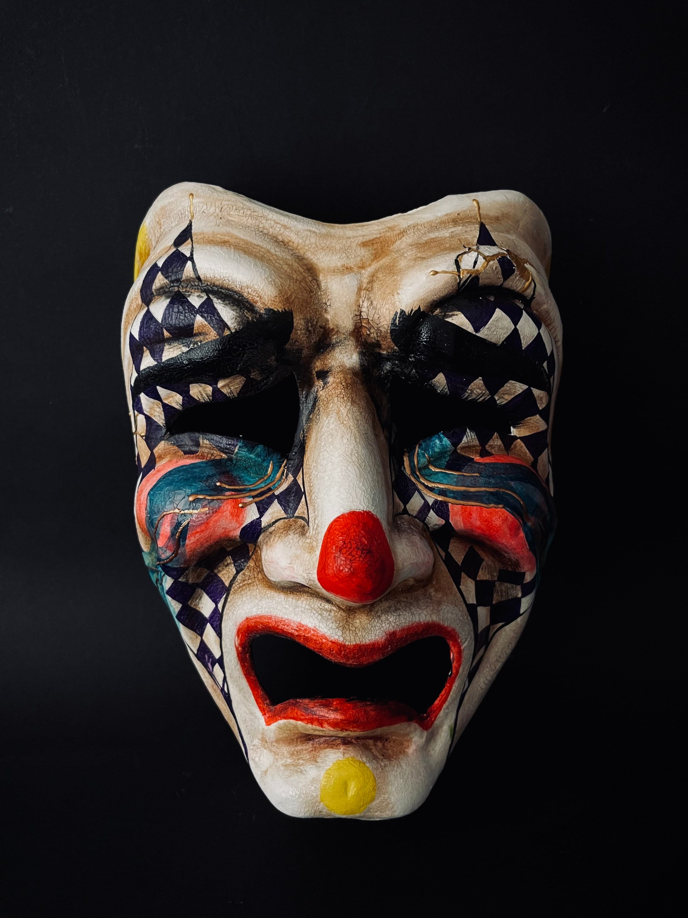 Særlig besøg rack Made to Order . Clown Mask. Tragedy Mask. Theatre Masks. Sad - Etsy