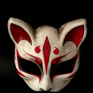 Made to order. Kitsune mask. Japanese mask. Fox mask. Japanese cat mask. Masquerade mask. image 8
