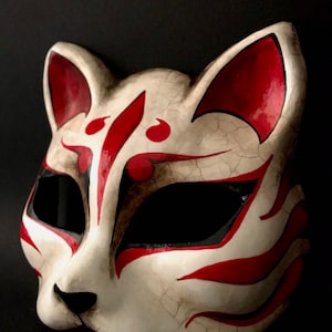 Made to order. Kitsune mask. Japanese mask. Fox mask. Japanese cat mask. Masquerade mask. image 4