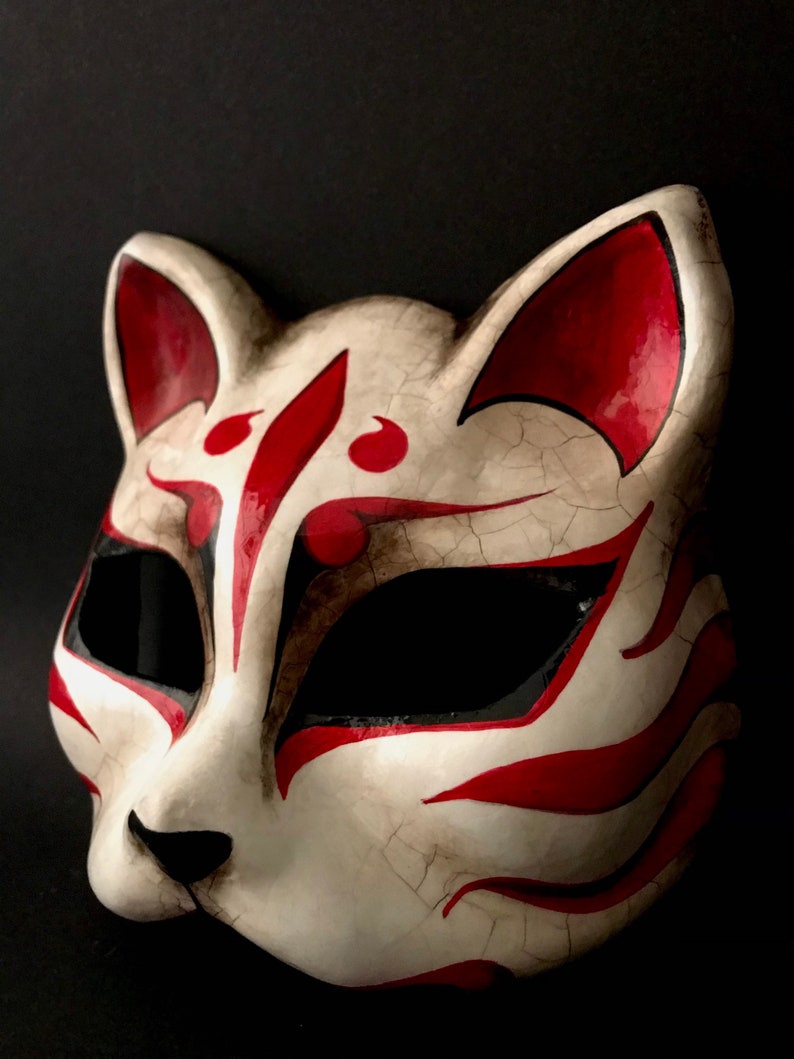 Made to order. Kitsune mask. Japanese mask. Fox mask. Japanese cat mask. Masquerade mask. image 4