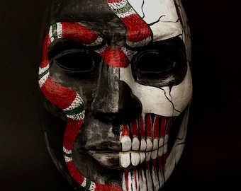 MADE TO ORDER .Masquerade mask for men. Black mask. Mask with snake. Skull mask.