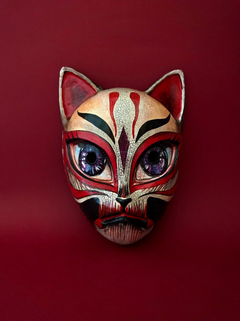 MADE TO ORDER .Kitsune mask. Japanese fox mask. Fox mask. Anime costume. Cosplay costume. Masquerade mask. image 9